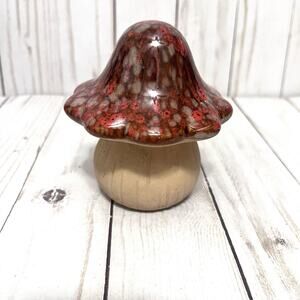 Clay Mushroom Brown Gold Ceramic Drip Glaze Natural Base Decor Fairy Garden 4"